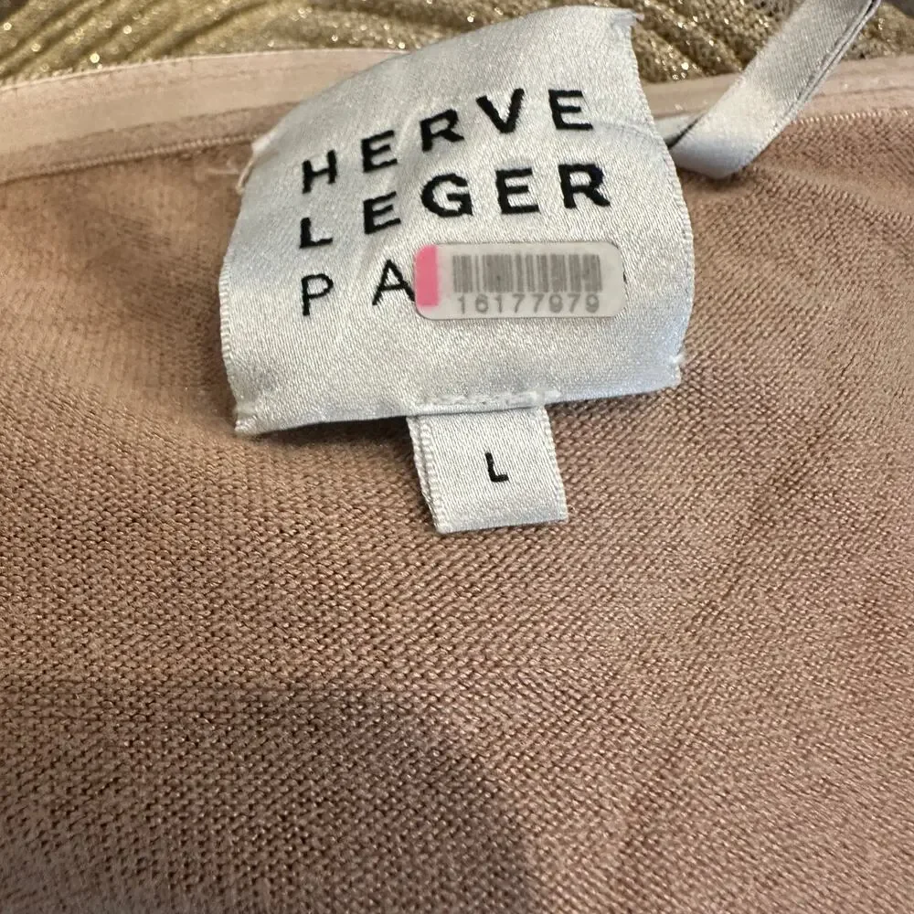 Herve Leger Gold Bandage Gown LARGE Mermaid Metallic Formal Party Designer $1590 - Picture 13 of 14